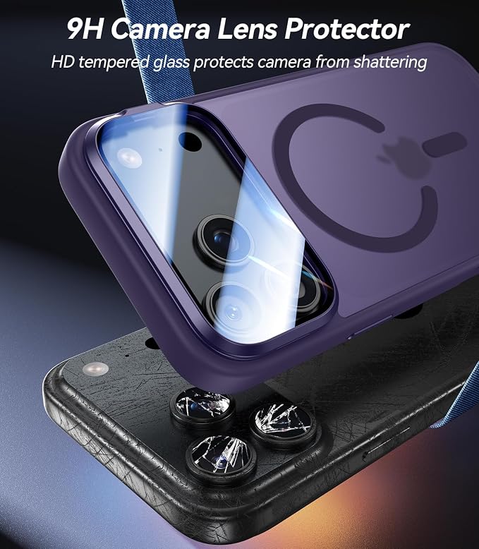 VOFATA [Upgraded Full Camera Protection] for iPhone 17 Pro Case with Camera Cover Stand [Fit for MagSafe][10FT Mil-Grade Protection] Translucent Magnetic iPhone 17 Pro Phone Case, Purple - Image 2
