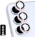 for Samsung Galaxy S24 Plus Camera Lens Protector, Individual Metal Ring Tempered Glass Lens Cover, [Strong Adsorption] Scratch Resistant Ultra-Thin HD Clear Lens Cover, 1 Set-Pink Diamond by Btscase