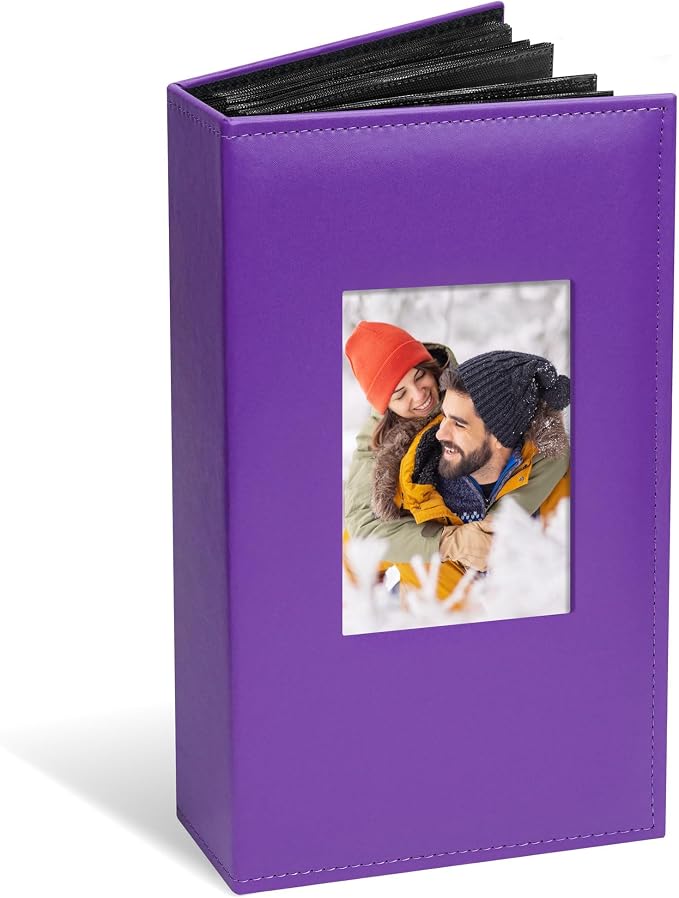Vienrose Photo Album 4x6 Holds 300 Photos, PU Leather Cover Picture Book with 300 Horizontal Pockets, Slip-in Photo Album for Wedding, Baby Memories, Family, Acid-Free Photo Storage Gift, Purple by Vienrose