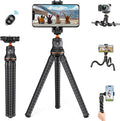 K&F CONCEPT Flexible Mini Tripod Stand | 1/4'' Screw with Phone Holder & Cold Shoe, Bluetooth Remote, 6.6lbs Max Load, MS01 by KFCONCEPT