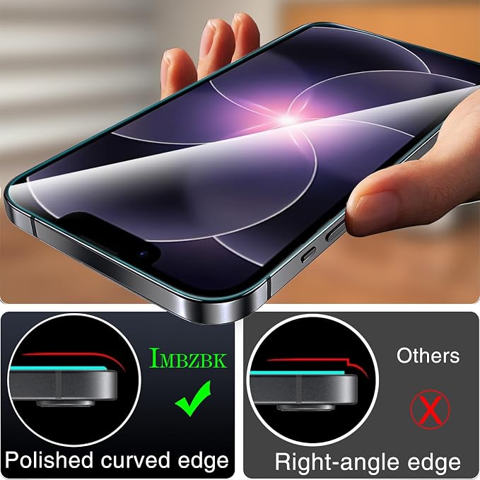 IMBZBK Screen Protector for iPhone 17e / 16e, Tempered Glass, 3+3 Pack | 9H+ Hardness, Military Grade Shatterproof, Case Friendly, Bubble Free Auto-Dust Removal, with 3 Camera Lens Protectors - Image 7