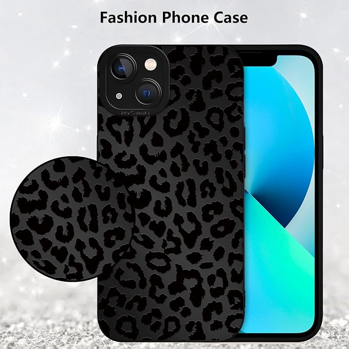 Cute Black Cheetah Print Phone Case for iPhone 13 Mini 5.4" | Aesthetic Leopard Pattern Design Cover Full Camera Lens Protective Shockproof Soft Slim TPU Funda for Men Women Girls - Image 6
