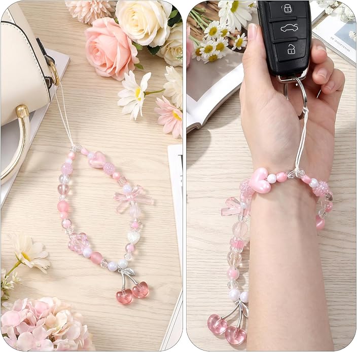 Ouligay Cherry Phone Charm Strap Cute Phones Lanyard Wrist Beaded Camera Strap Wrist Chain String for Bag Case Bags Pendants Decor Chains Small Gifts for Best Friend Sister - Image 4