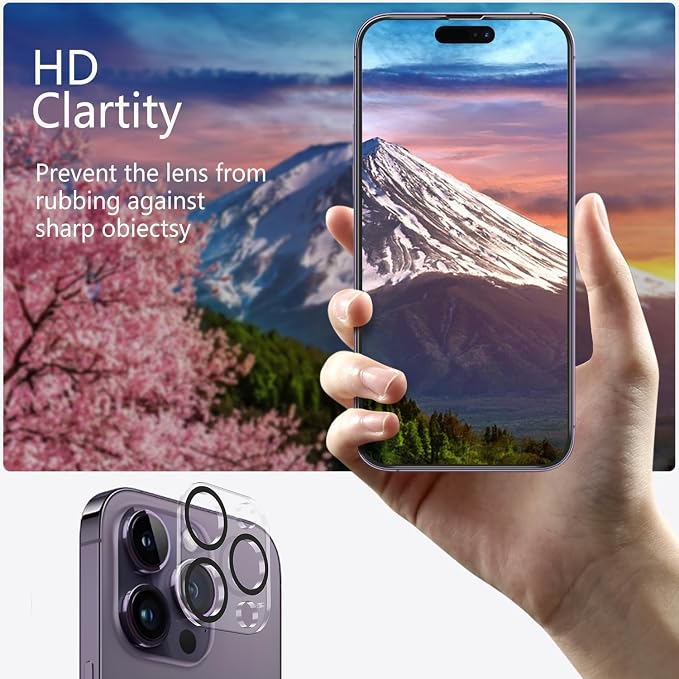 3 Pack Privacy Screen Protector for iPhone 14 Pro Max +3 Pack Camera Lens Protector with Tempered Glass,Sensitive Touch and Screen Protection - Image 8