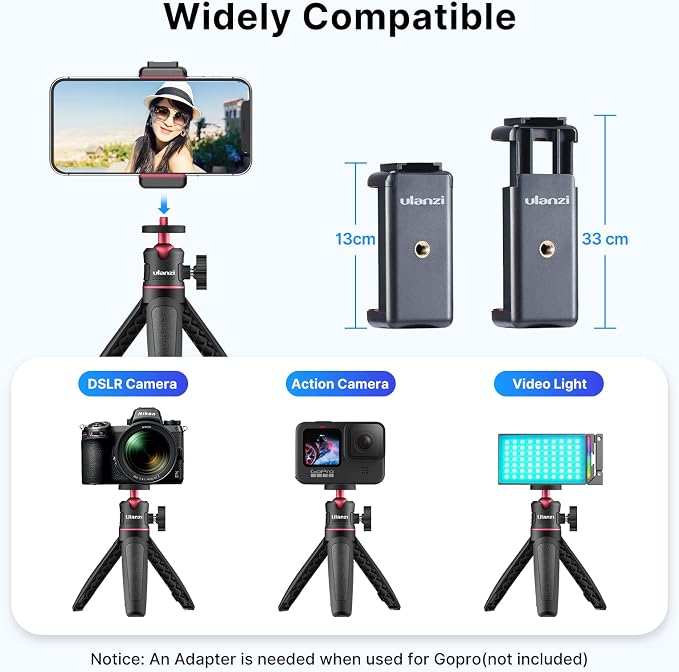 ULANZI MT-08 Mini Extension Pole Tripod for Phone Camera | Extends to 21.3in, Phone Holder Included w Cold Shoe Mount, 2-in-1 Tripod Grip, for iPhone Android Canon Sony - Image 2