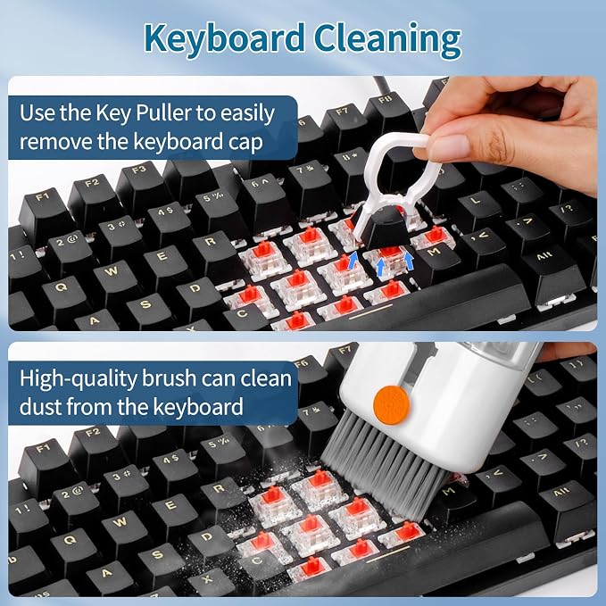 Keyboard Cleaner, Multi-Function Cleaning Kit for MacBook, Laptop, Computer | Includes Screen Spray, Microfiber Wipe, Tech Brush, Works on Airpod, Tablets, Earbuds, Pc Accessories, Electronic Screen - Image 4