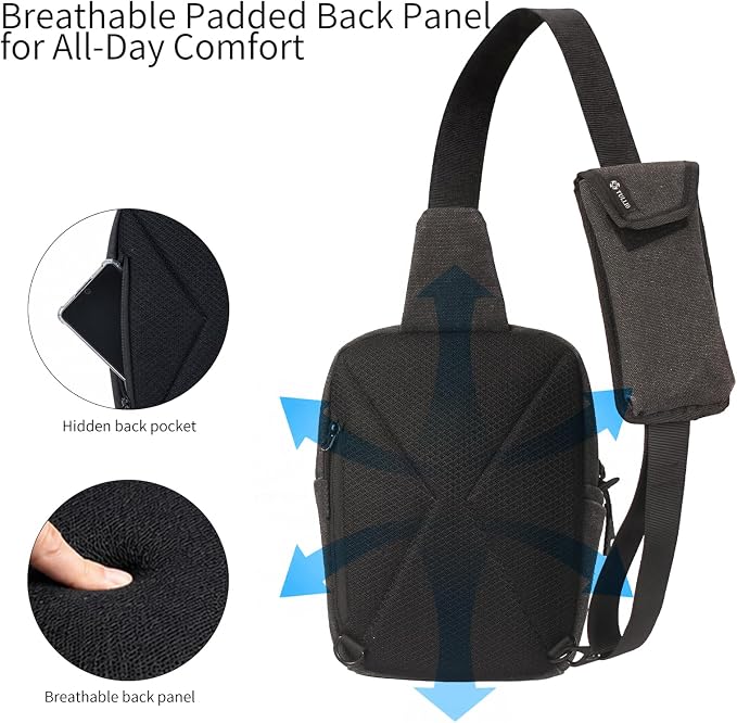 TULLIO Camera Bag Small Sling Crossbody Chest Pack for DSLR Mirrorless | Features a detachable pouch in a compact, lightweight design for everyday use. Fits 10" tablet & Sony/Fuji/Canon cameras - Image 6