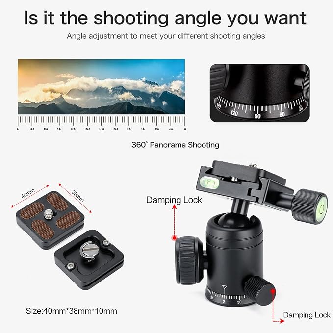 Koolehaoda Mini Tabletop Tripod with 360° Ball Head, 20" Portable - Black | Aluminum Desktop Tripod Stand for DSLR Camera Video Camcorder Phone Compact Lightweight Design, Load up to 11lbs - Image 5