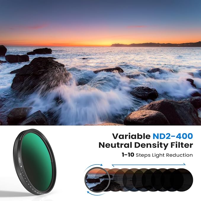 67mm Variable ND2-400 Filter for Phone/DSLR, HD Neutral Density Filter | FMC-Coated Lens Attachment with Universal Clip & 58-67mm Camera Adapter Ring for iPhone 17/16/15/14/13/12 & Samsung - Image 2