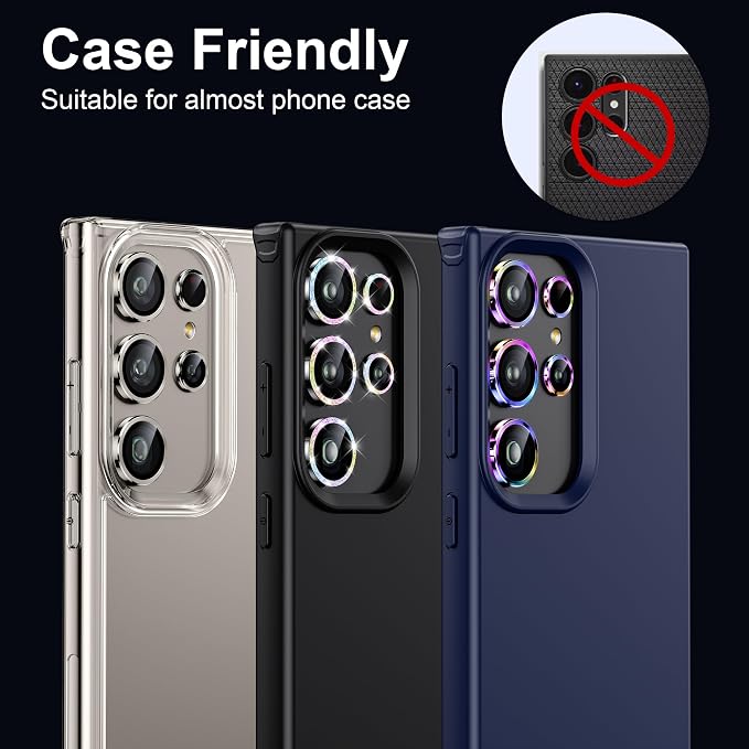 WSKEN for Samsung Galaxy S24 Ultra Camera Lens Protector - Ultra Thin | Case Friendly, 9H Shatterproof Tempered Glass, Anti Scratch Metal Circle, Camera Screen Protector Cover Accessories, Grey - Image 5