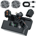 Ai Mini Mic Wireless Lavalier Microphone System (2TX+2RX+Case), Magnetic & Clip-On Microphone for iPhone, Android, Vlogging, Studio-Quality Sound, 48H Battery, Ai Noise Cancelling (Black) by Unknown
