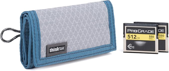 Think Tank Pixel Pocket Rocket Memory Card Folding Wallet for 10 CFast or CF Express Type B Memory Cards (Marine Blue) by ThinkTankPhoto