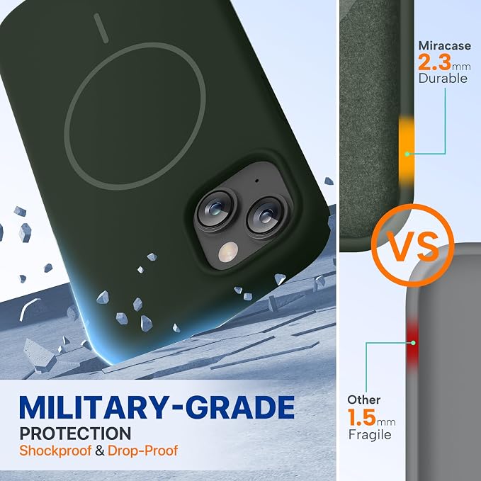 Miracase Silicone & Magnetic for iPhone 13 Case, Dark Green | Compatible with MagSafe, Soft Microfiber Lining, Premium Silicone Cover Shockproof Drop Protection Phone Case for 13 - Image 3