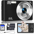 Digital Camera 4K, 2026 Upgrade Black Cameras for Teens, Autofocus Digital Point and Shoot Camera for Kids with 16X Zoom, 64GB SD Card, Compact Small Camera for Boys Girls Teens Kids Gift by SMARTKLIK