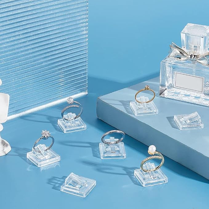 AHANDMAKER 30Pcs Clear Acrylic Ring Display Holder for Jewelry Showcase | Transparent Ring Showcase, Cube Jewelry Storage Organizer, Square Wedding Ring Display for Exhibition and Seller - Image 4