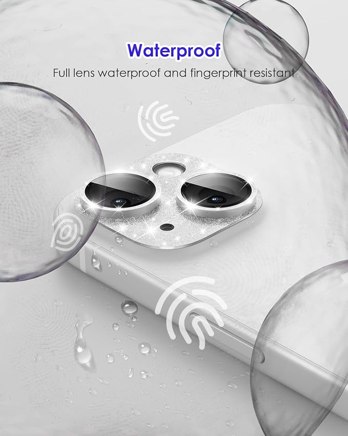 Compatible for iPhone 15/ iPhone 15 Plus/iPhone 14/ iPhone 14 Plus Camera Lens Protector GL-Plus Aluminium Alloy Ring 9H Tempered Glass Screen Camera Cover GL-Silver - Image 8