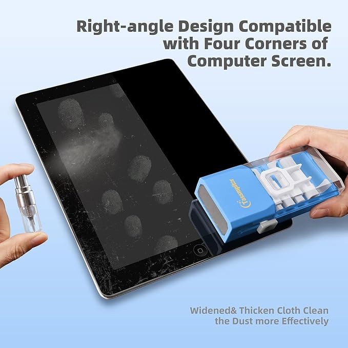 Keyboard Cleaner & Laptop Cleaning Kit for Computer Screen, SkyBlue | High-density Soft brush, Screen Cleaner Spray,2mm Thicken Large Microfiber Polishing Cloth,Metal Pen Tip,Flocking Sponge - Image 9