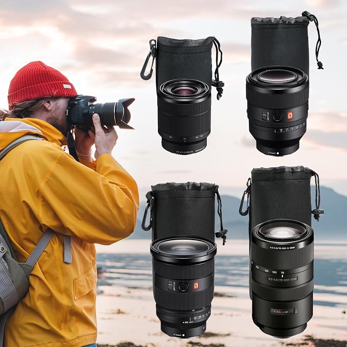 4 Pcs Camera Lens Bags Pouch,Camera Lens Holder,4 Sizes Protective Camera Lens Pouch Set With Drawstring Design(Small, Medium, Large, X Large) - Image 5