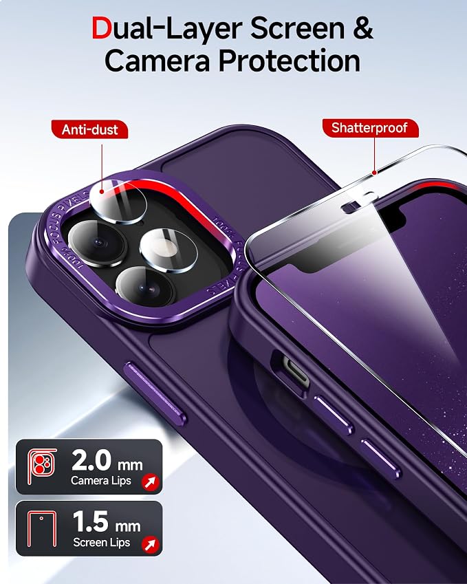 LeYi for iPhone-12 Mini Phone Case/iPhone-13 Mini Cases:[ Screen Protector X2+ Camera Cover X2] Compatible with Magsafe i 13mini 12mini Magnetic Protective Fundas para iphone12 iphone13 Mini, Purple - Image 4