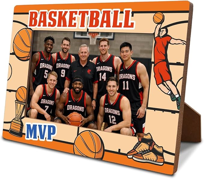 Basketball Picture Frame, MVP Player Sports Themed Photo Frame for 4x6 Inches Photos, Tabletop Display Frames to Basketball Players and Coaches, Sports Decor for Home by Unknown
