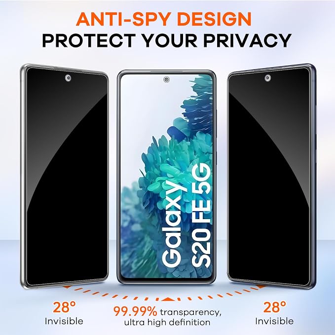 3+3 for Samsung Galaxy S20 FE 5G Privacy Screen Protector Camera Protector | 9H Tempered Glass Cell Phone Protector Camera Lens Protector - Image 3