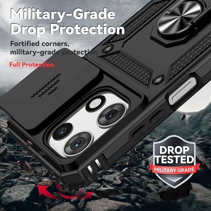 for Moto G 2026 /Moto G Play 2026 Case,with Screen Protector and Camera Cover,[Military Grade] 16ft.Drop Tested Cover with Magnetic Kickstand Protective Case for Motorola G 2026, Black - Image 7