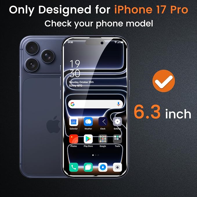 Lesakit 4 Pack Privacy Screen Protector for iPhone 17 Pro 6.3-Inch with 4 Pack Camera Lens Protector, Anti Spy Tempered Glass Film 9H Hardness Bubble Free Case Friendly - Image 2