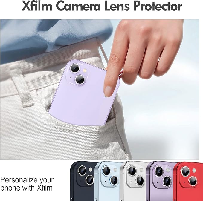 for iPhone 14/14 Plus Camera Lens Protector Bling Diamond, Purple | Individual Metal, 9H Hardness, Scratch Resistant, Shockproof, Drop Protection, Case Friendly, Stylish Accessories - Image 5