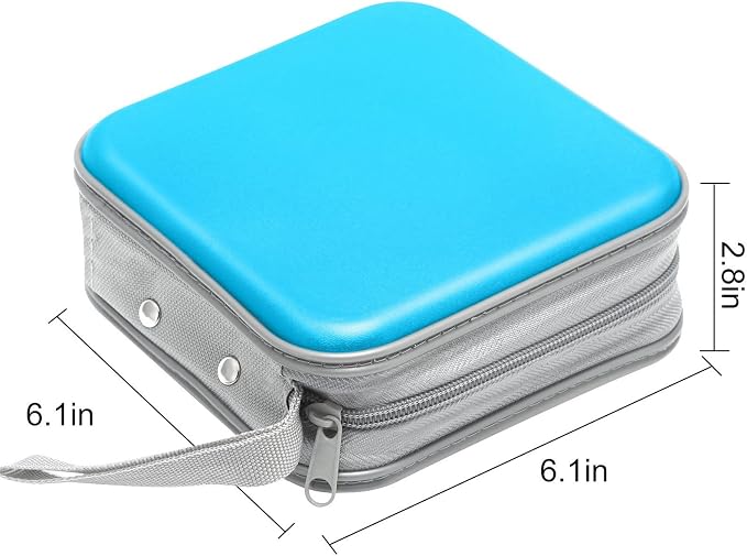 Siveit CD/DVD Cases 40 Capacity Disc Storage Binder for Car(Sky Blue) | Holders Wallet Hard Plastic CD/DVD Case for Car Home Office Travel - Image 6
