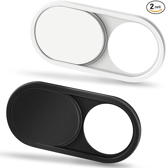 CloudValley Laptop Camera Cover Slide, Metal 0.023 Inch Ultra-Thin, 2 Pack | Web Webcam Cover for MacBook Pro / Air, Laptop, iMac, iPad, iPhone 8/7, PC Accessories, Privacy Protection, Black & White by CloudValley