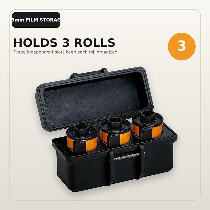 35mm Film Storage Case, 3-Roll Film Canister Holder with Snap Latch, PET Organizer for 135 Film - Image 2