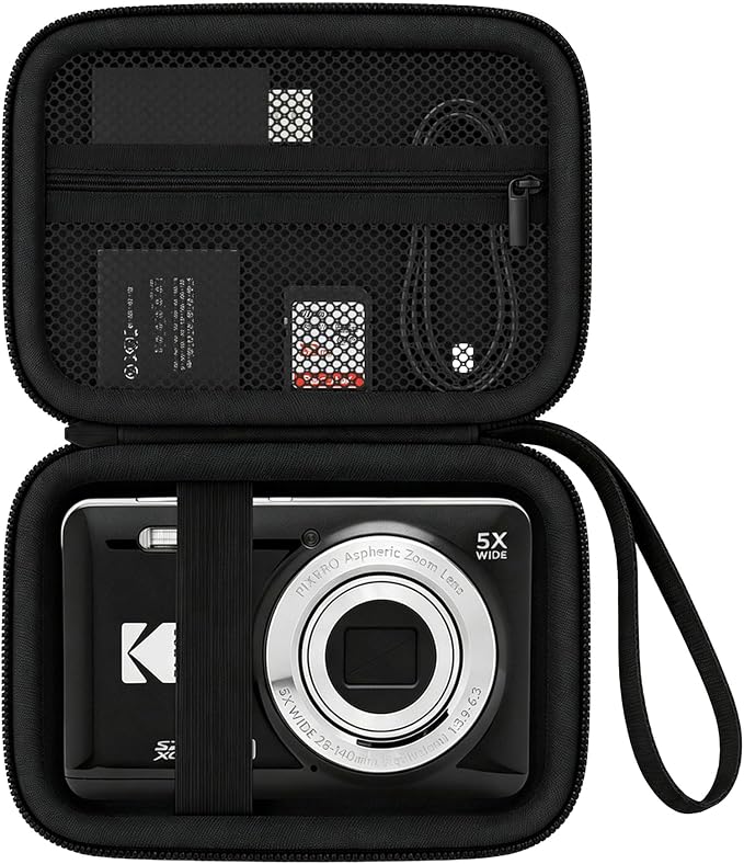 Camera Carrying Case for KODAK PIXPRO FZ55/ FZ45 Digital Camera | Camera Storage Case. Hard Protective Bag With Mesh Pocket Fits Batteries Cable Memory Card Card Reader, Black+ Black by Unknown