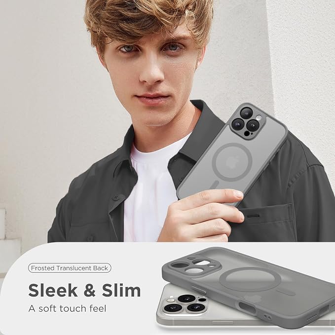 CAPRARO for iPhone 16 Pro Max Case, Compatible with MagSafe | Upgraded [Full Camera Protection] Protective Translucent Matte Women Girl Magnetic Phone Case Cover, Frosty Grey - Image 7