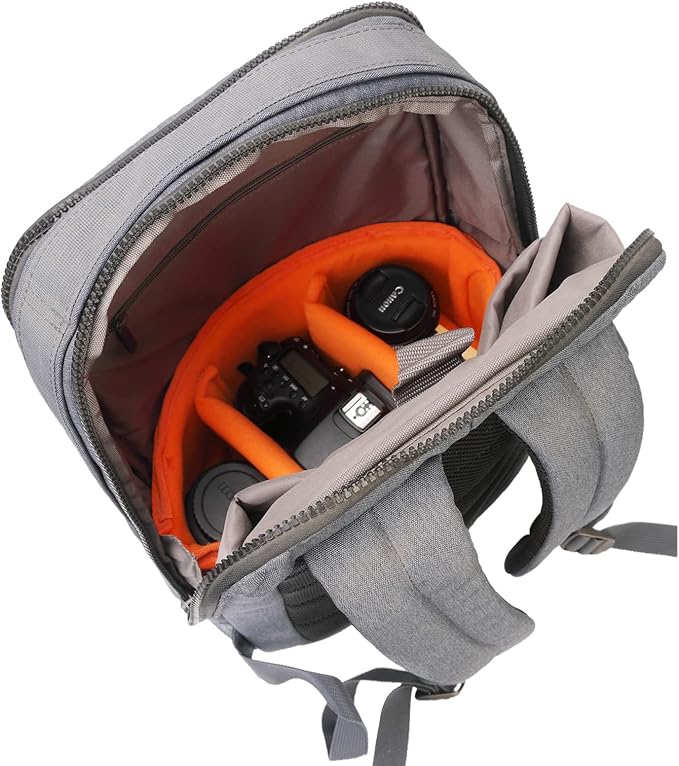 JAKAGO Shockproof Camera Insert Bag for SLR DSLR Mirrorless Camera Lens Flash Light Accessories Camera Pouch with Adjustable Dividers for Canon Nikon Sony Water Resistant Camera inner case(Orange) - Image 6