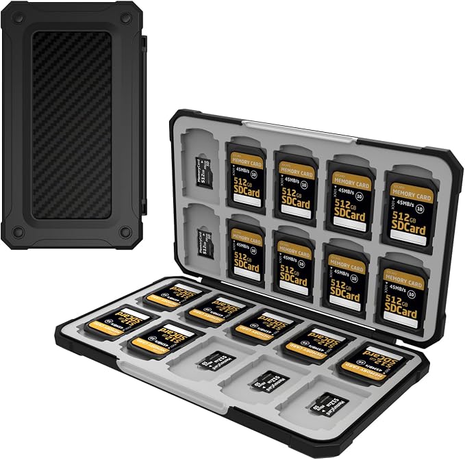Memory Card Case with 40 Card Slots for SD and Micro SD Cards | Portable SD Card Holder, Hard ABS Shell with Soft Silicone Lining, Precise Card Slots,Magnetic Closure for daily travel by Anyskill