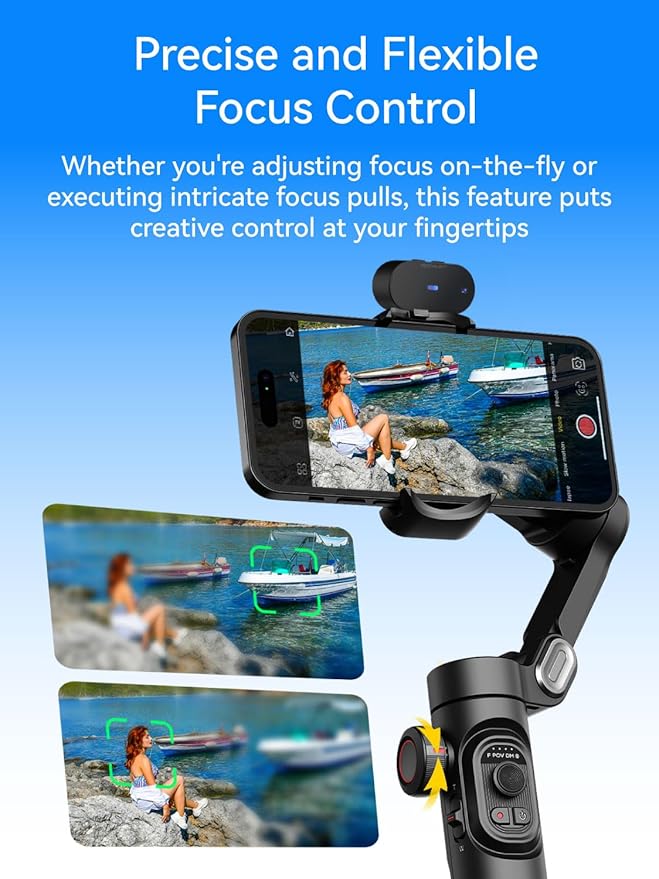 AOCHUAN Gimbal Stabilizer for Smartphone w/AI Tracking Sensor | Gimbal with Focus Wheel for Phone/Android, Phone Stabilizer with 7.0 Anti-Shake for Video Recording-Smart XE AI - Image 5