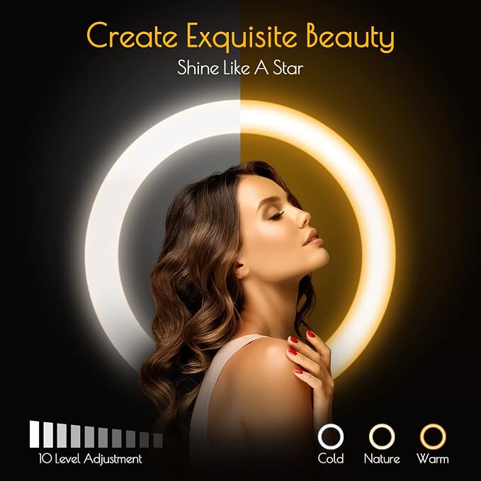 12" Selfie Ring Light with 63" Tripod Stand, Dimmable LED Ring Light with Phone Holder and Wireless Remote, [2-in-1] RGB & Selfie Stick for Photography/Makeup/Live Stream/YouTube - Image 2