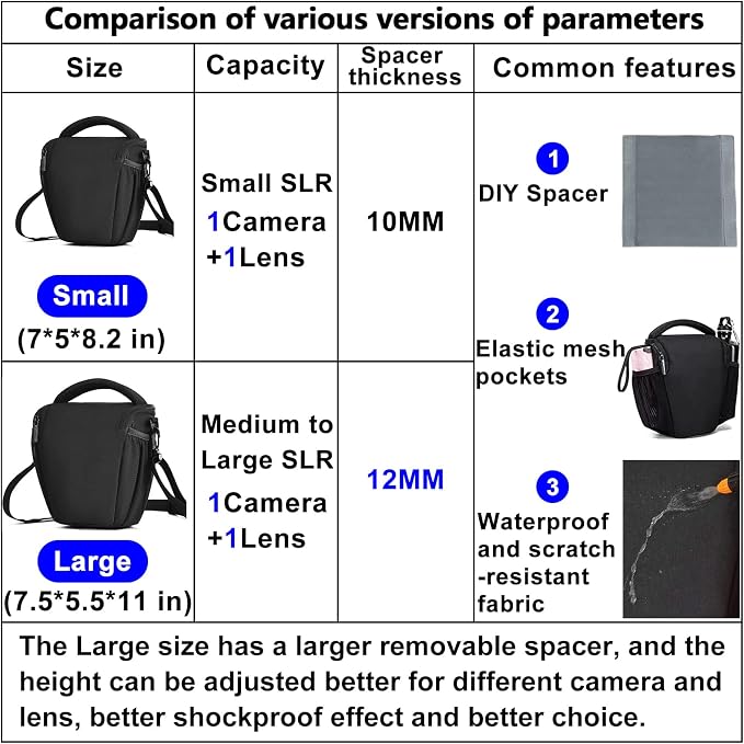 CADeN DSLR/SLR Camera Shoulder Bag Case with Adjustable Shoulder Strap, Compatible for Nikon, Canon, Sony Mirrorless Cameras Waterproof (Small) - Image 2