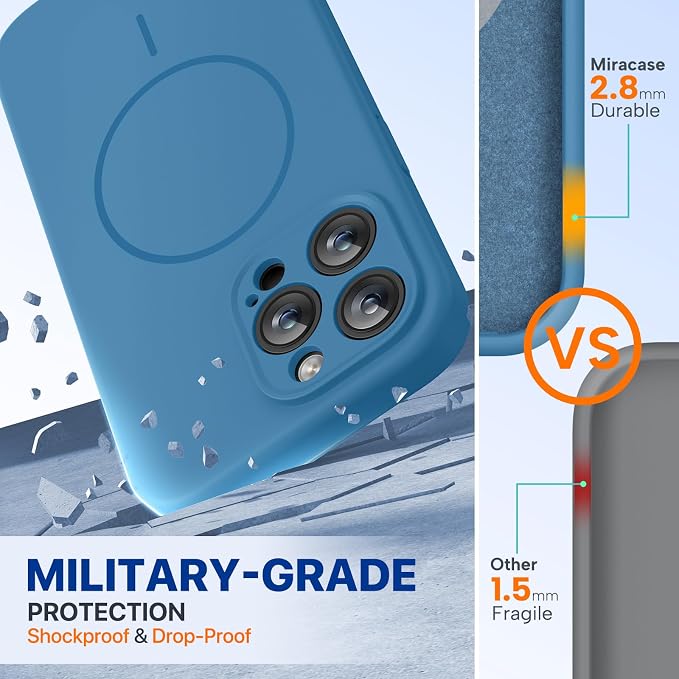 miracase Magnetic for iPhone 14 Pro Max Case, [Soft Anti-Scratch Microfiber Lining], Compatible with MagSafe, Silicone Shockproof Protection Phone Case for iPhone 14 Pro Max,Capri Blue - Image 3