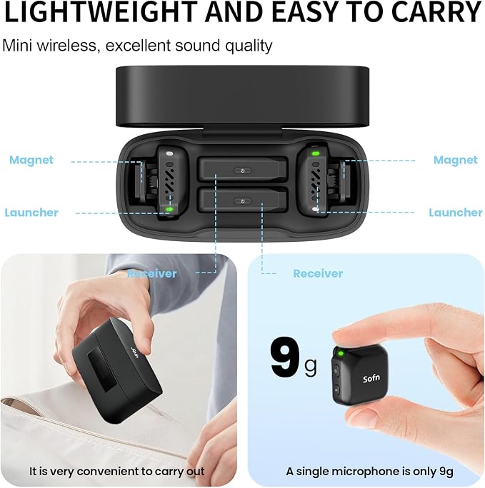Wireless Lavalier Microphone for iPhone & Android Magnetic Mini Clip Mic | AI Noise Reduction;Lightning & Type-C;9g Light;55H Battery Life with Charging Case for TikTok YouTube Vlog Content Creation - Image 3