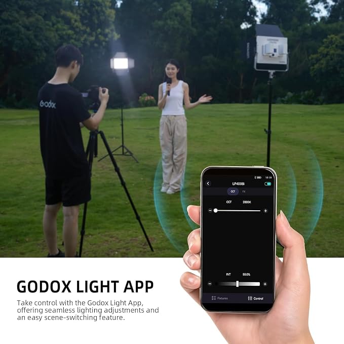 Godox LP400Bi Bicolor LED Video Light with Barndoor, 36W 2800K-6500K 6250Lux LED Panel Light with 11 FX Effects APP Control CRI/TLCI 96+ Dimmable 0-100% Studio Soft Light for Videography - Image 8