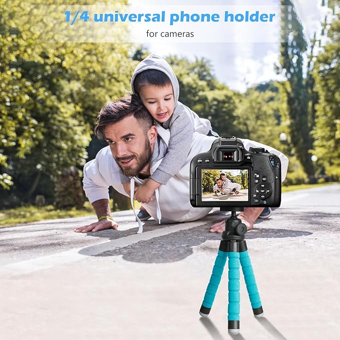 Ubeesize Portable Tripod Stand with Wireless Remote & Clip, Flexible Phone Holder for Video Recording (Blue) - Image 3