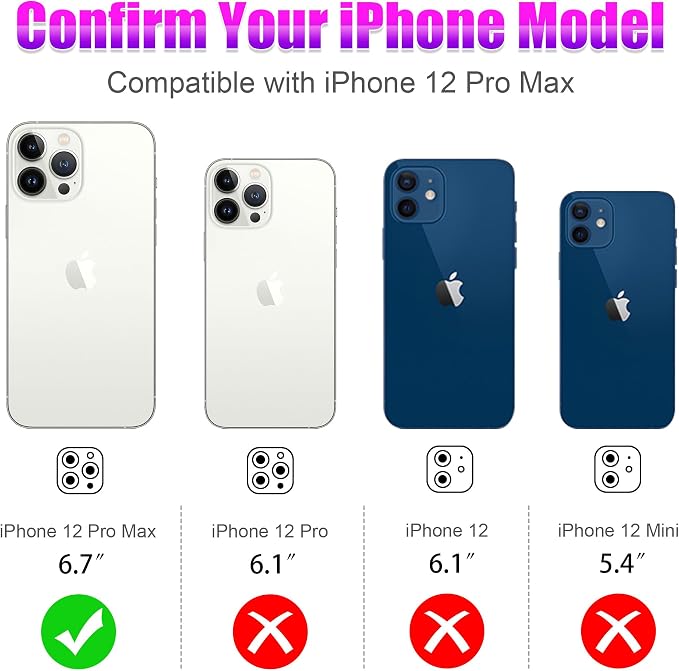 AGVEE 3+3 6 Pack for iPhone 12 Pro Max Camera Lens Protector Cover | Individual Bling Diamond & Bling Glitter Sparkle Cute Gem Metal Ring, 9H Tempered HD Glass - Image 2