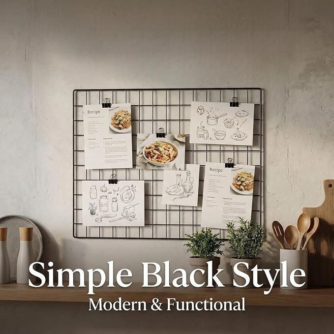 Kaforise Wire Wall Grid Panel, Multifunction Painted Photo Hanging Display and Wall Storage Organizer, Pack of 2, Size 25.6x17.7inch, Black - Image 9