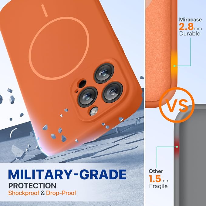 miracase Magnetic for iPhone 14 Pro Max Case, [Soft Anti-Scratch Microfiber Lining], Compatible with MagSafe, Silicone Shockproof Protection Phone Case for iPhone 14 Pro Max,Orange - Image 3