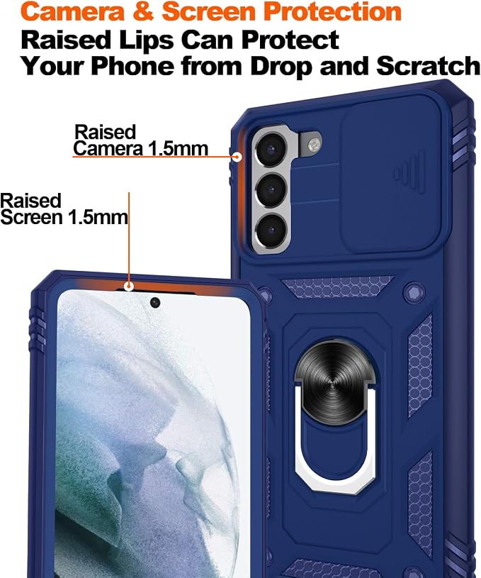 Gritup for Galaxy S21 Phone Case Military-Grade Shockproof with Kickstand | with 2 PCS Screen Protector, Slide Camera Cover, Heavy Duty Outdoor Protection Full Body Funda para Galaxy S 21 Cover-Blue - Image 5