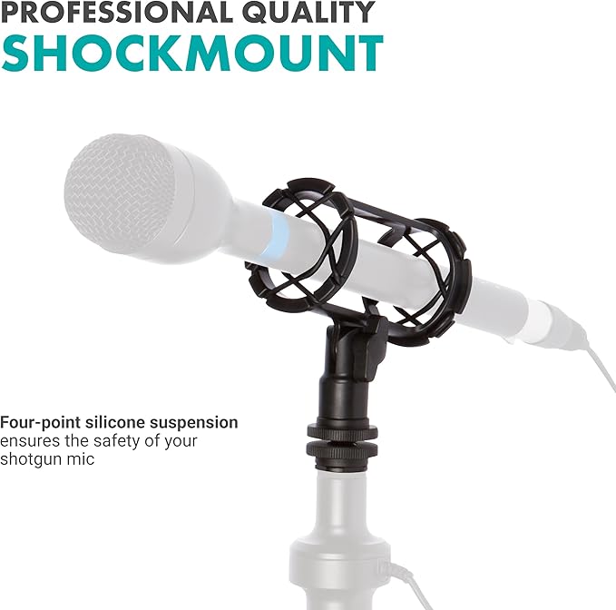 Movo SMM1 Microphone Shock Mount with Camera Cold Shoe for Shotgun Microphones 19-25mm in Diameter (Including Rode NTG-1, NTG-2, Sennheiser MKE-600) - Image 2