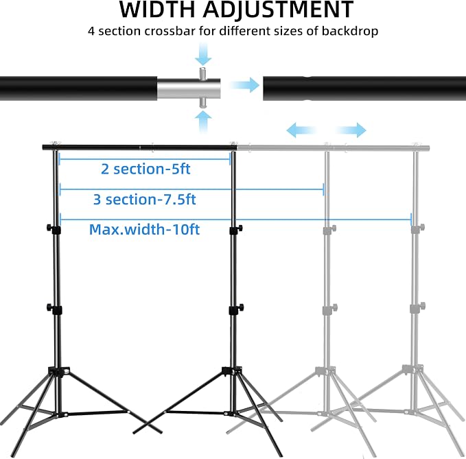 Photo Backdrop Stand for Photography 7ft x 10ft Background Stands for Photoshoot Support Kit with Carry Bag for Photo Studio Parties Events Decoration - Image 3