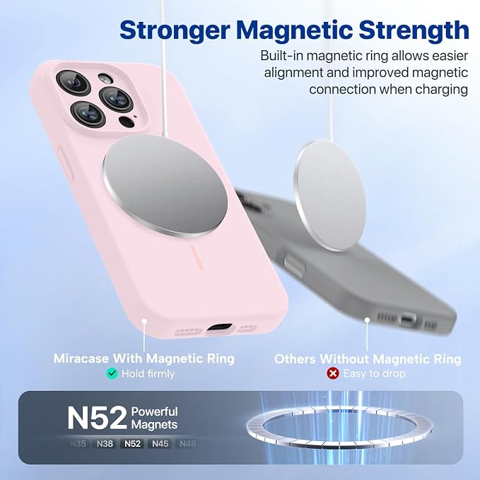 Miracase Magnetic for iPhone 15 Pro Case, Silicone, Soft Microfiber Lining - Image 5