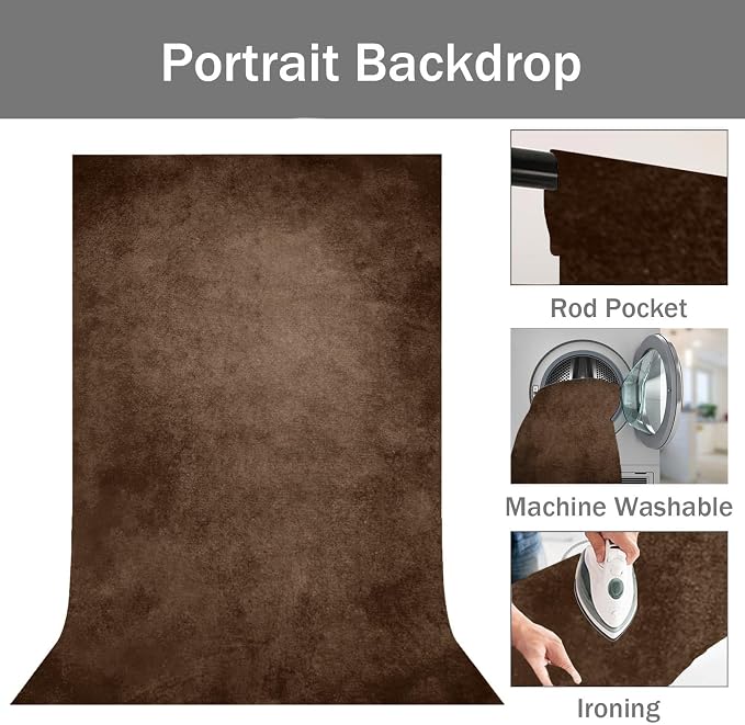 Brown Photography Backdrops for Photoshoot, Abstract Fabric 3x5ft | Vintage Studio Photo Backgrounds, Non Reflective, Easy to Use, for Portrait, Headshot, Product - Image 5